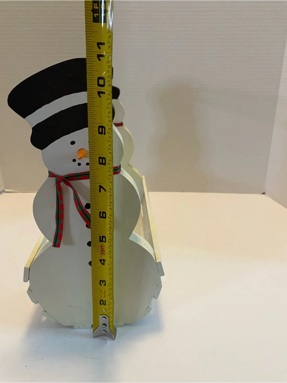 Vintage Snowman Wooden Basket W Handle Christmas Holiday White, Decor.